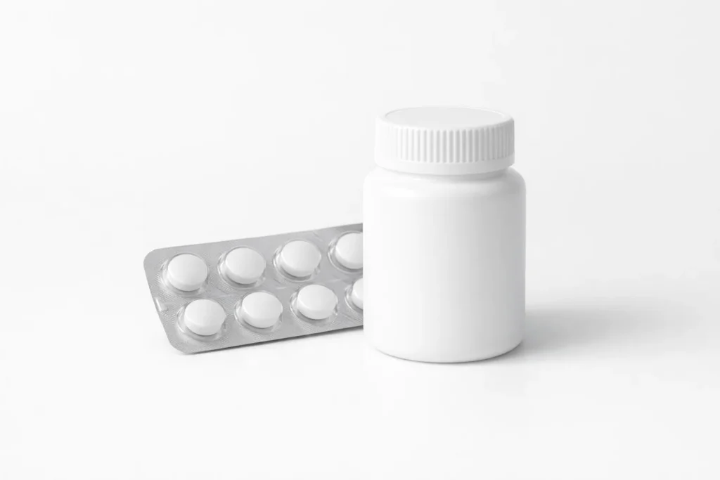 Sildenafil pills and bottle, designed to support erectile function and often used for on-demand plans